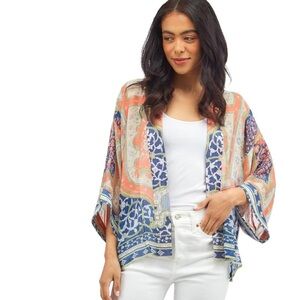 NEW ONE HUNDRED STARS Indian Summer Blue Short Kimono One Size